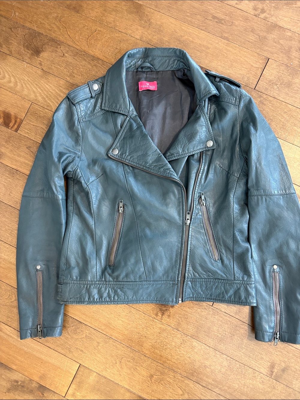 Grey Soft Leather Moto Jacket